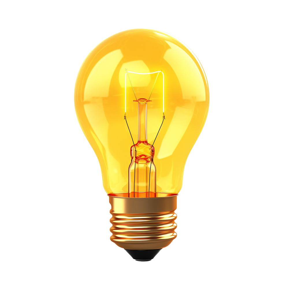 AI generated Yellow light bulb png isolated on transparent background