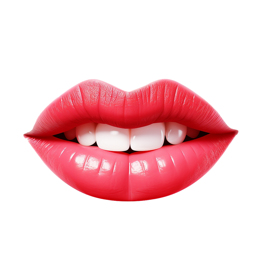 AI generated Lips smiling png isolated on transparent background