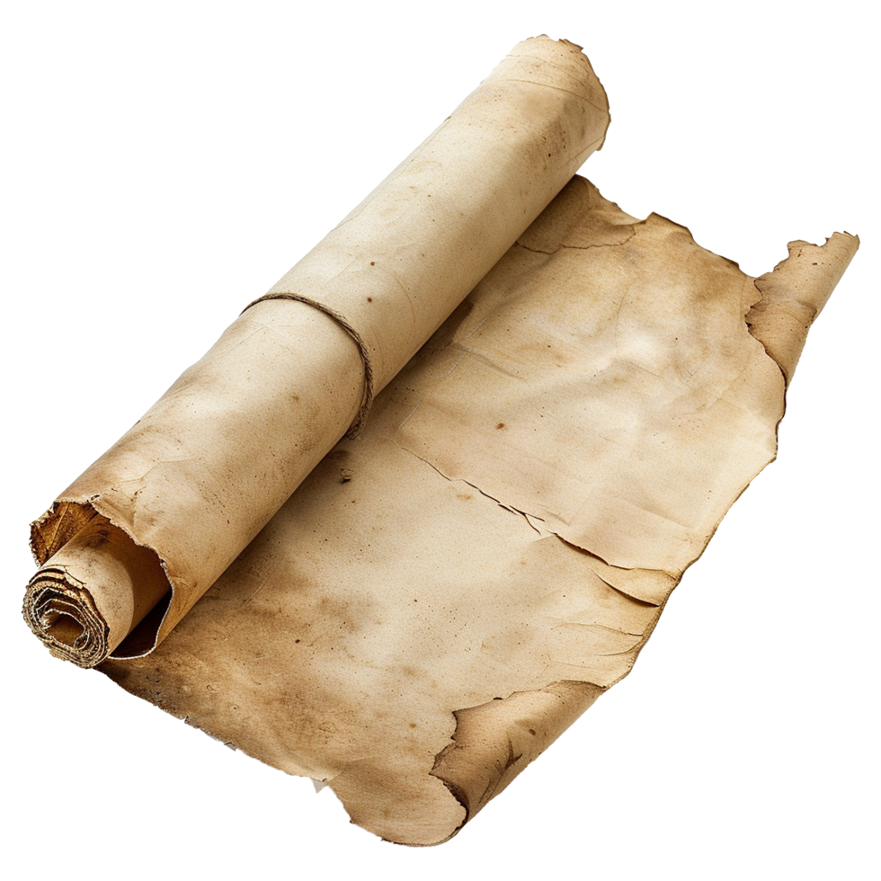 AI generated Parchment scroll isolated on transparent background png