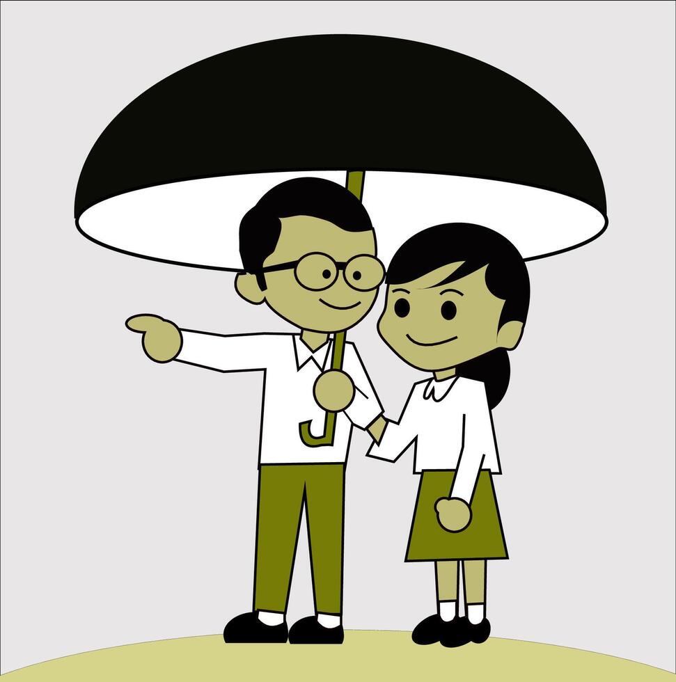 Couple Under Umbrella vector