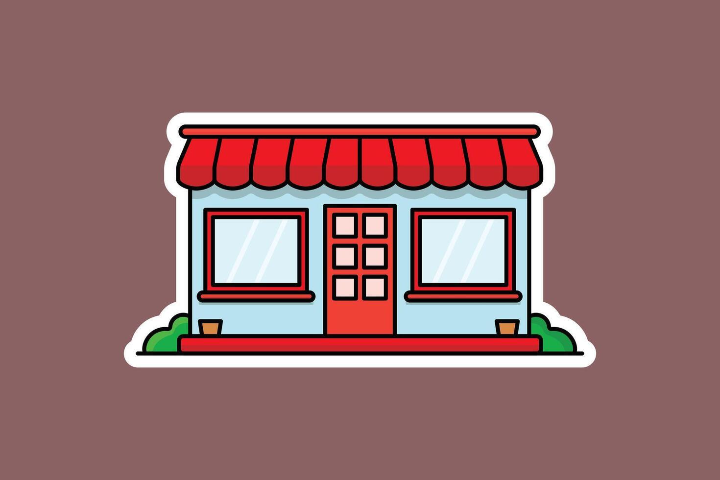 Street Restaurant Building vector illustration.