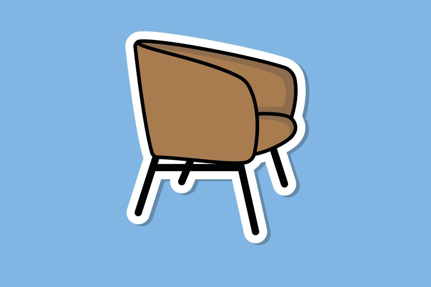 Comfortable Office and House Sofa Chair Sticker vector illustration. Interior indoor object icon concept. Furniture for the home and office decoration sticker design with shadow.