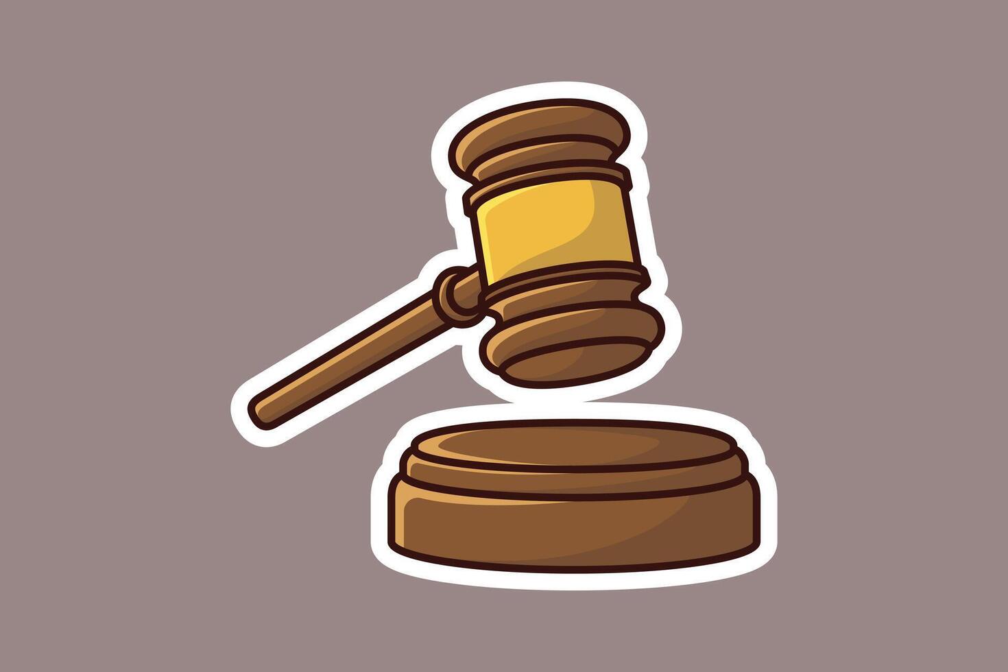 Wooden Judge Gavel and Soundboard Sticker vector illustration. Justice hammer sign icon concept. Law and justice concept.