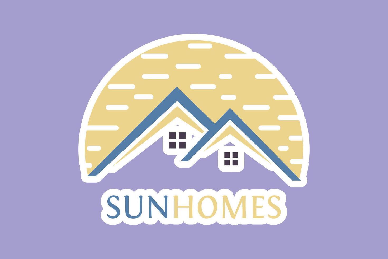 Abstract Wave and House Home Sticker logo design. Creative Modern Beach property sticker design icon. vector