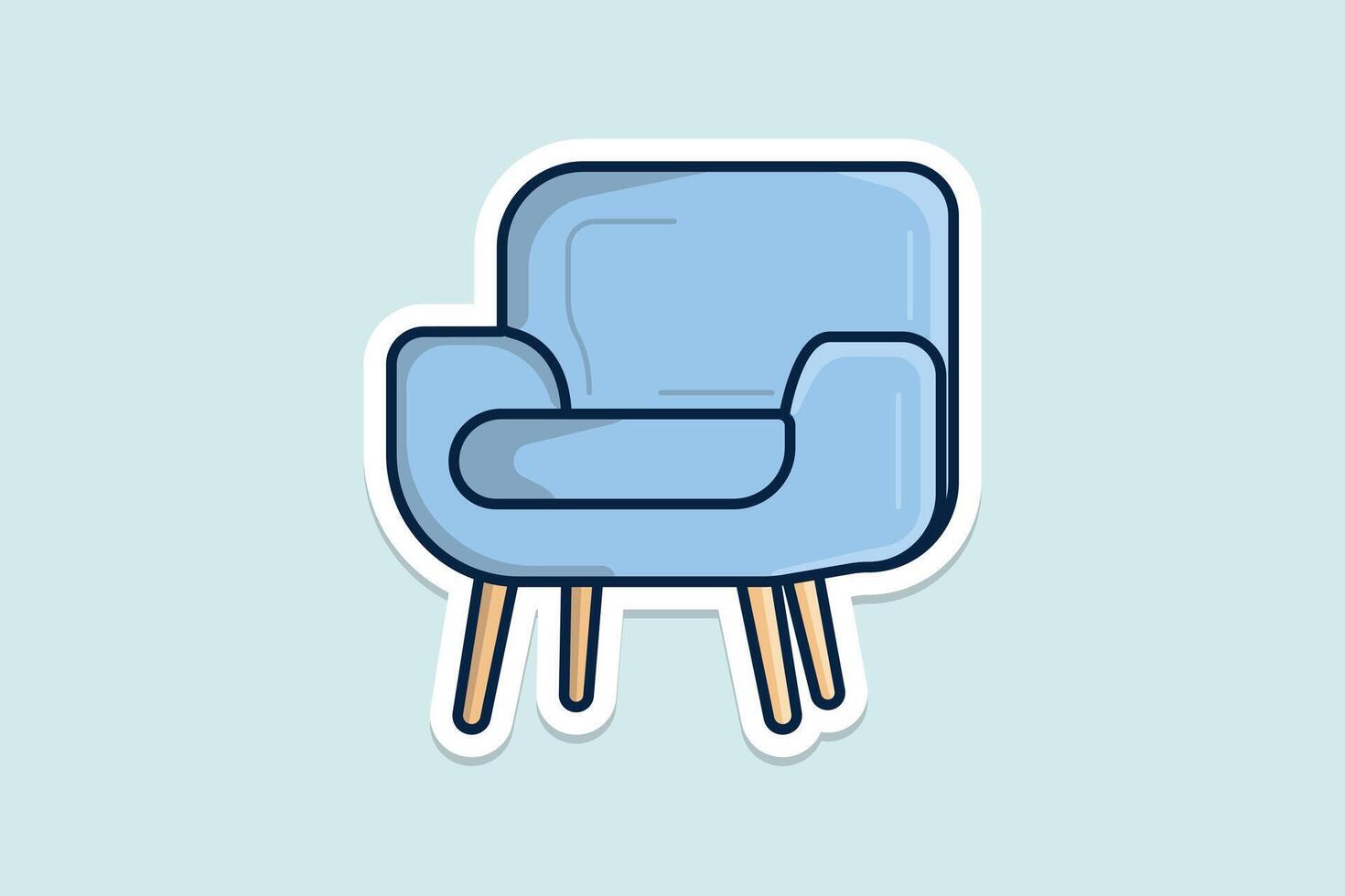 Sofa chair, Armchair for Living Room Sticker vector illustration. Interior indoor objects icon concept. Furniture for the home and office decoration sticker vector design with shadow.