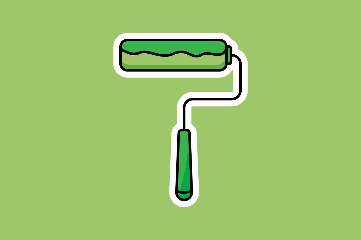 Roller Paint Brush Sticker vector illustration. Painting working tool equipment icon concept. Paint Roller sticker design logo with shadow.