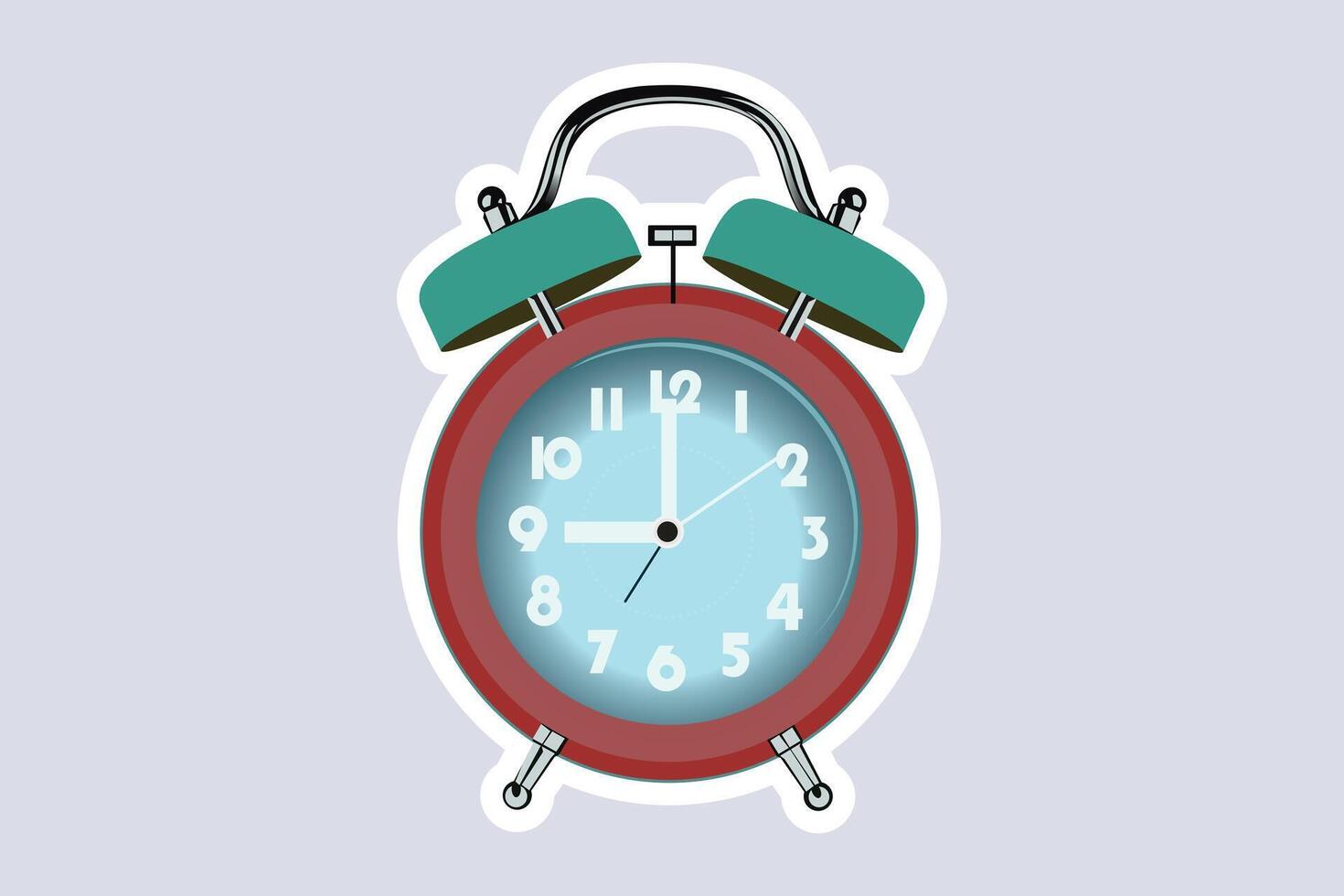 Table Alarm Clock Sticker vector illustration. Home interior object icon concept. Alarm clock for wake-up on time concept. Timmer alarm clock sticker design logo icon.