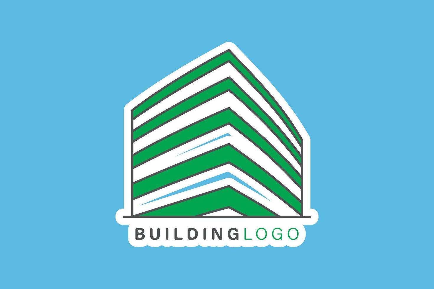 Building Skyscraper in Cityscape Sticker design vector illustration. Building and landmark object icon concept. Company buildings in flat style sticker design logo.