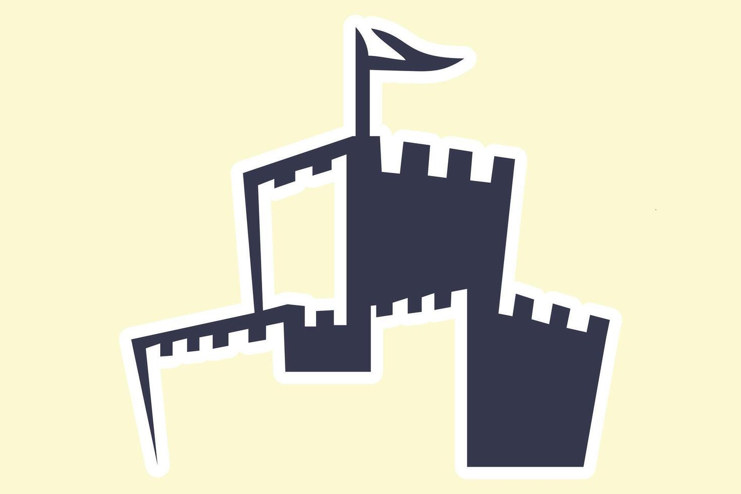 Castle Sticker logo design concept vector. Castle Tower sticker logo Template Vector. vector