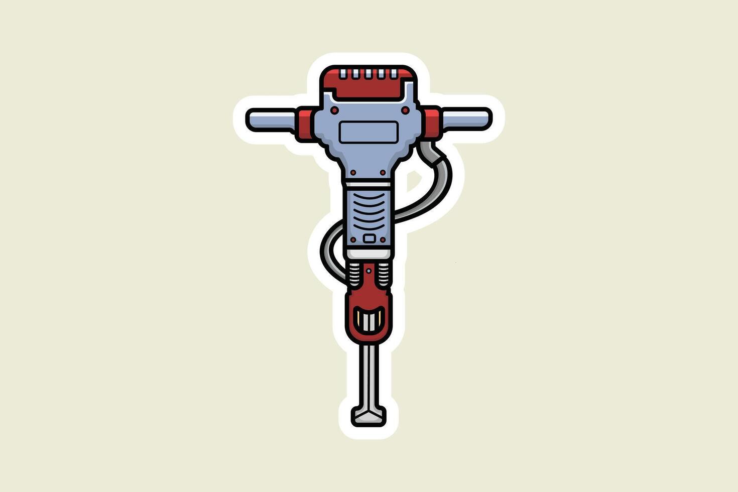 eléctrico martillo neumático herramienta pegatina vector ilustración. profesional trabajador herramienta equipo icono concepto. construcción herramienta, la carretera construcción y trabajando herramienta pegatina diseño logo.