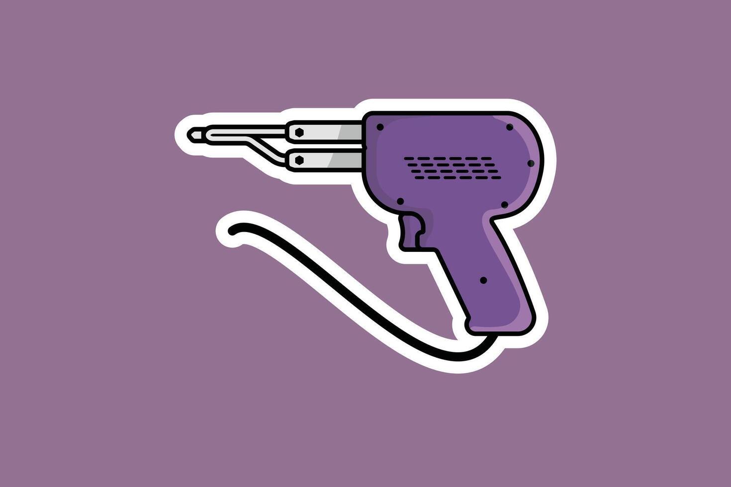 eléctrico soldadura pistola herramienta pegatina vector ilustración. reparando mano herramienta objeto icono concepto. mejor doble calor profesional soldadura pistola pegatina vector diseño.