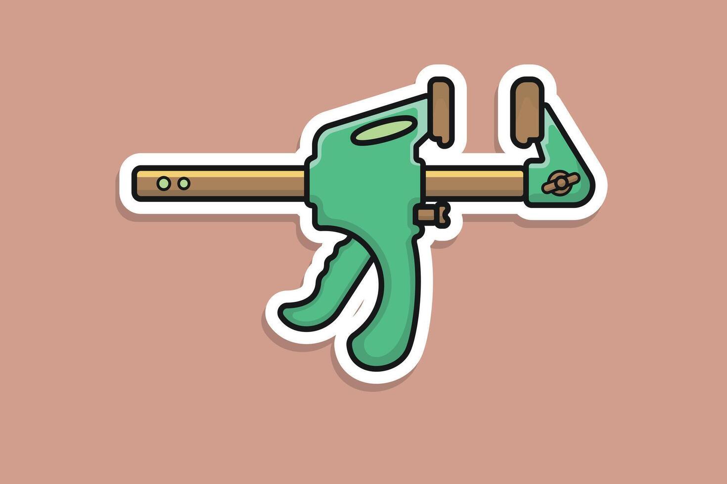 Modern Clamp Compression Tool Sticker vector illustration. Carpenter tool object icon concept. Carpenter repairing tool and working tool clamp sticker design with shadow.