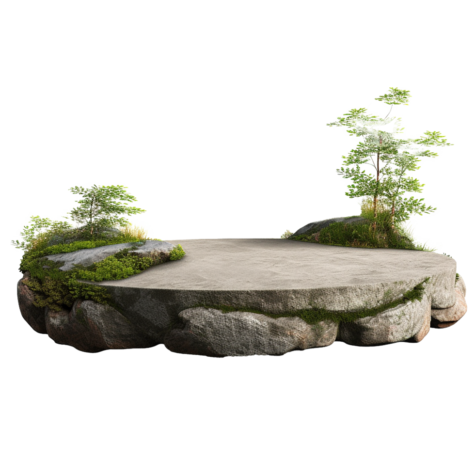 AI generated Round stone mountain nature podium png isolated on transparent background