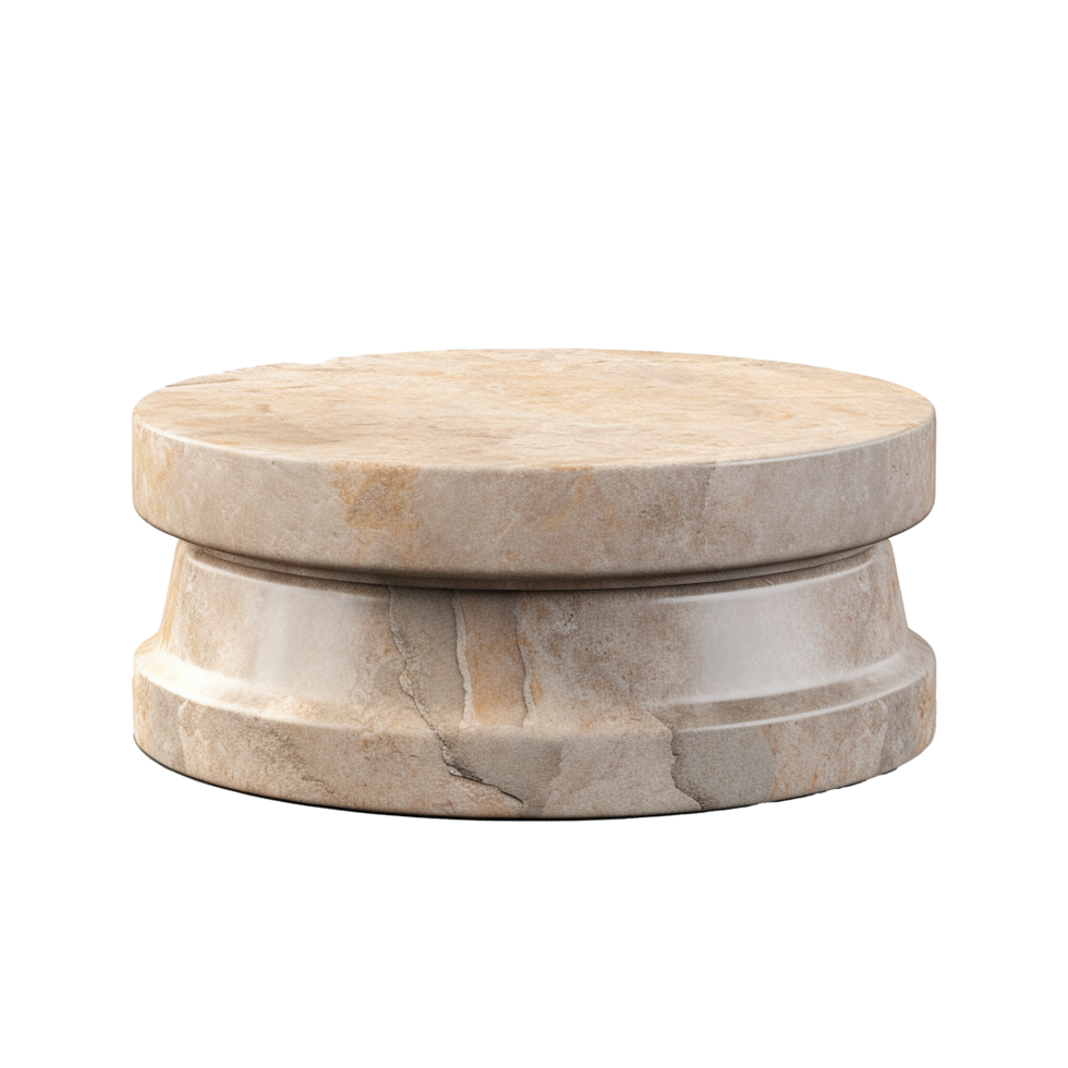 AI generated Round stone podium pedestal for product advertising png isolated on transparent background