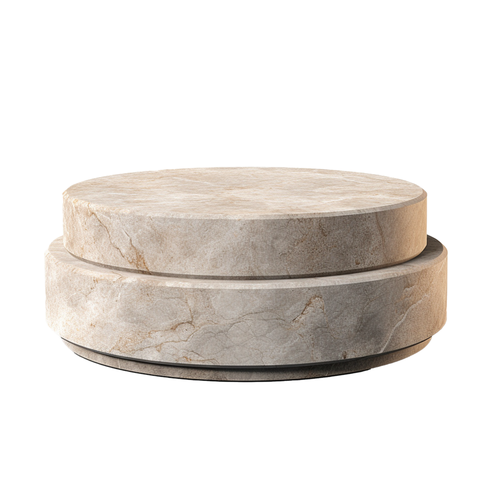 AI generated Round stone podium pedestal for product advertising png isolated on transparent background