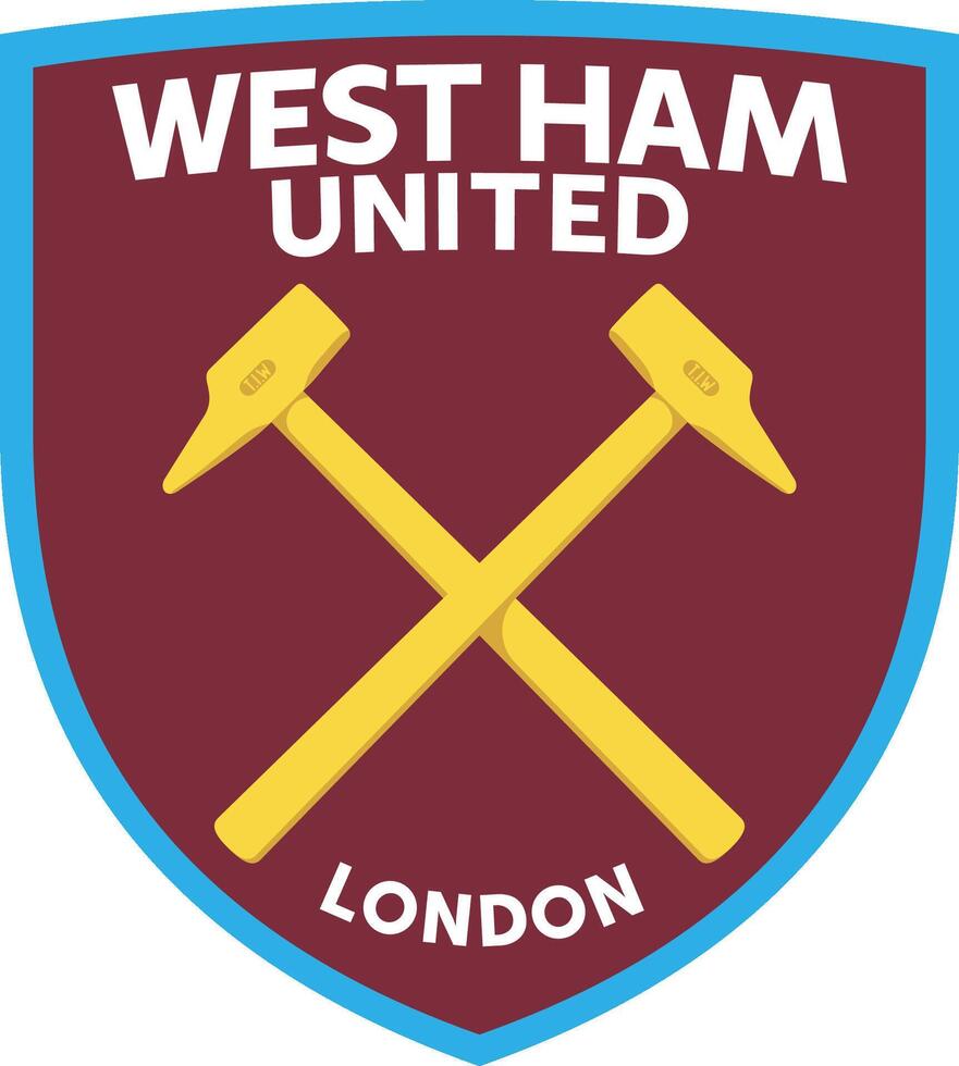 el logo de el Oeste jamón unido fútbol americano club de el Inglés primer ministro liga vector