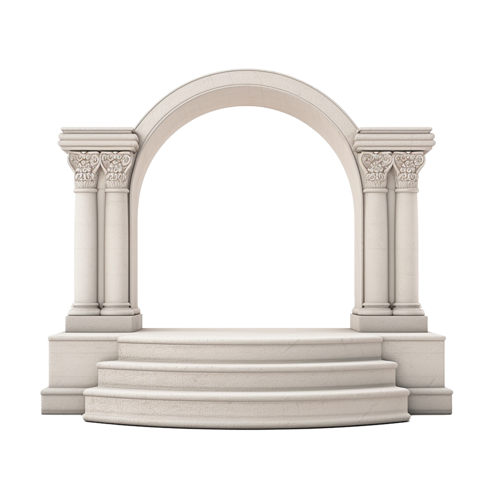 AI generated Stage and arch retro podium pedestal for product advertising png isolated on transparent background