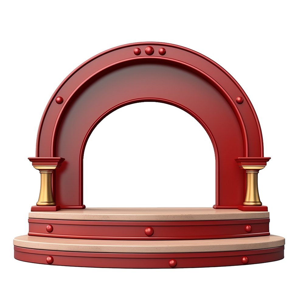 AI generated Stage and arch retro podium pedestal for product advertising png isolated on transparent background
