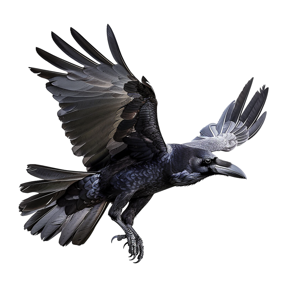 AI generated Flying Raven isolated on transparent background png