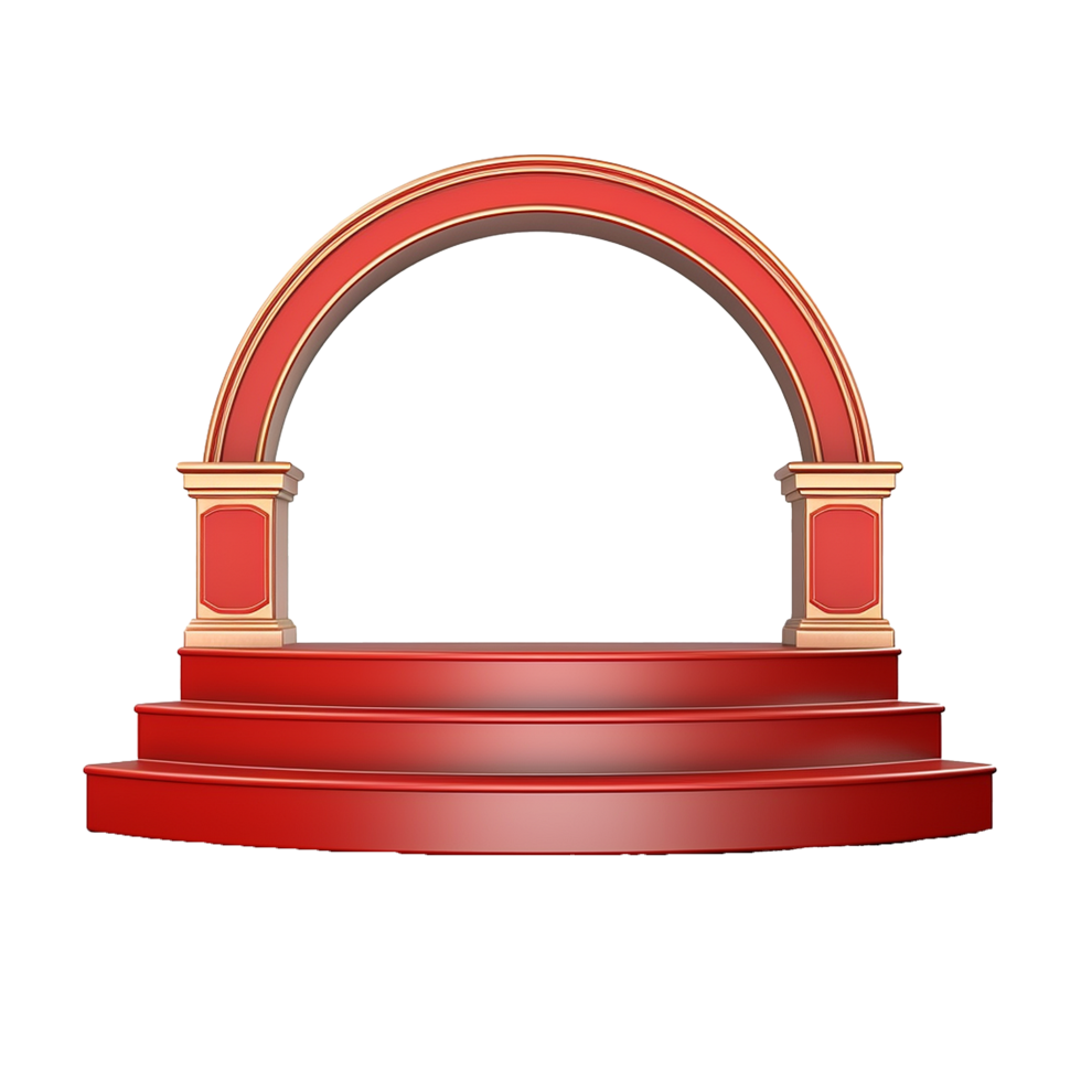 AI generated Stage and arch retro podium pedestal for product advertising png isolated on transparent background