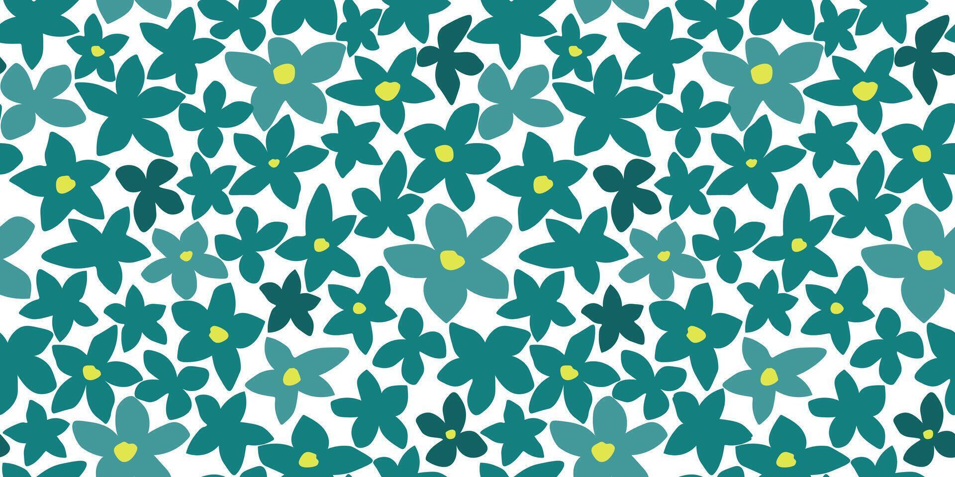 Seamless pattern with cute simple flowers. Abstract summer print. Vector graphics.