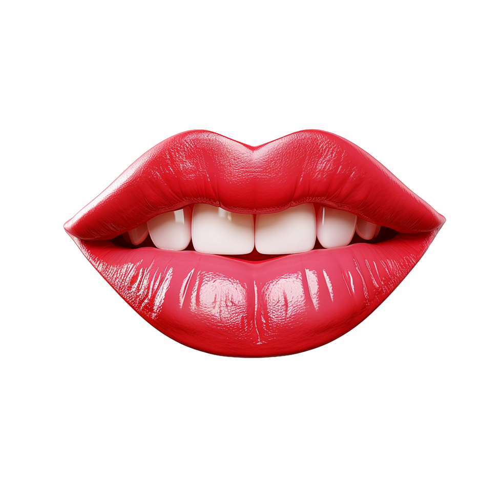 AI generated Lips smiling png isolated on transparent background