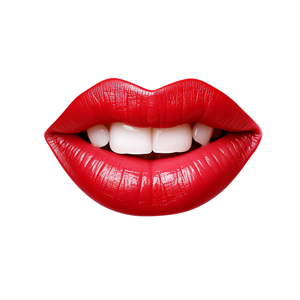 AI generated Lips smiling png isolated on transparent background