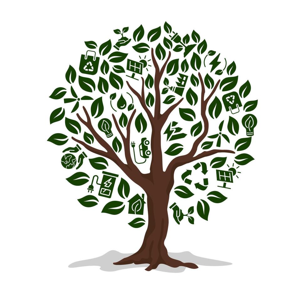 eco verde íconos árbol , ecología y naturaleza verde íconos conjunto vector