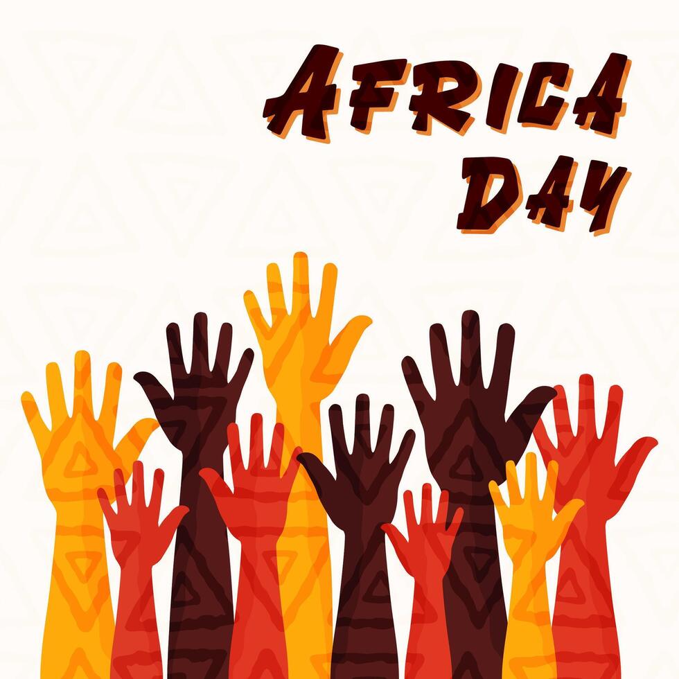 Hands in the air for africa day colorful vector ilustration