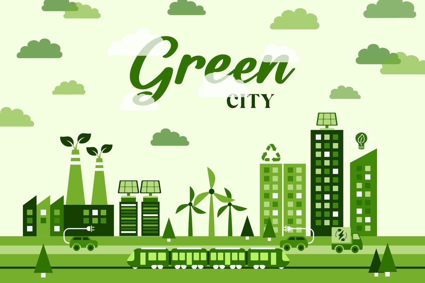 sostenible verde eco ciudad en el tierra planeta en plano diseño vector ilustración.