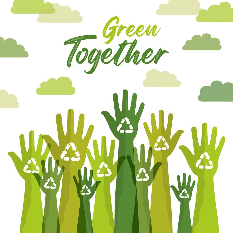 Lets go green together ,ecology concept. save world vector illustration poster