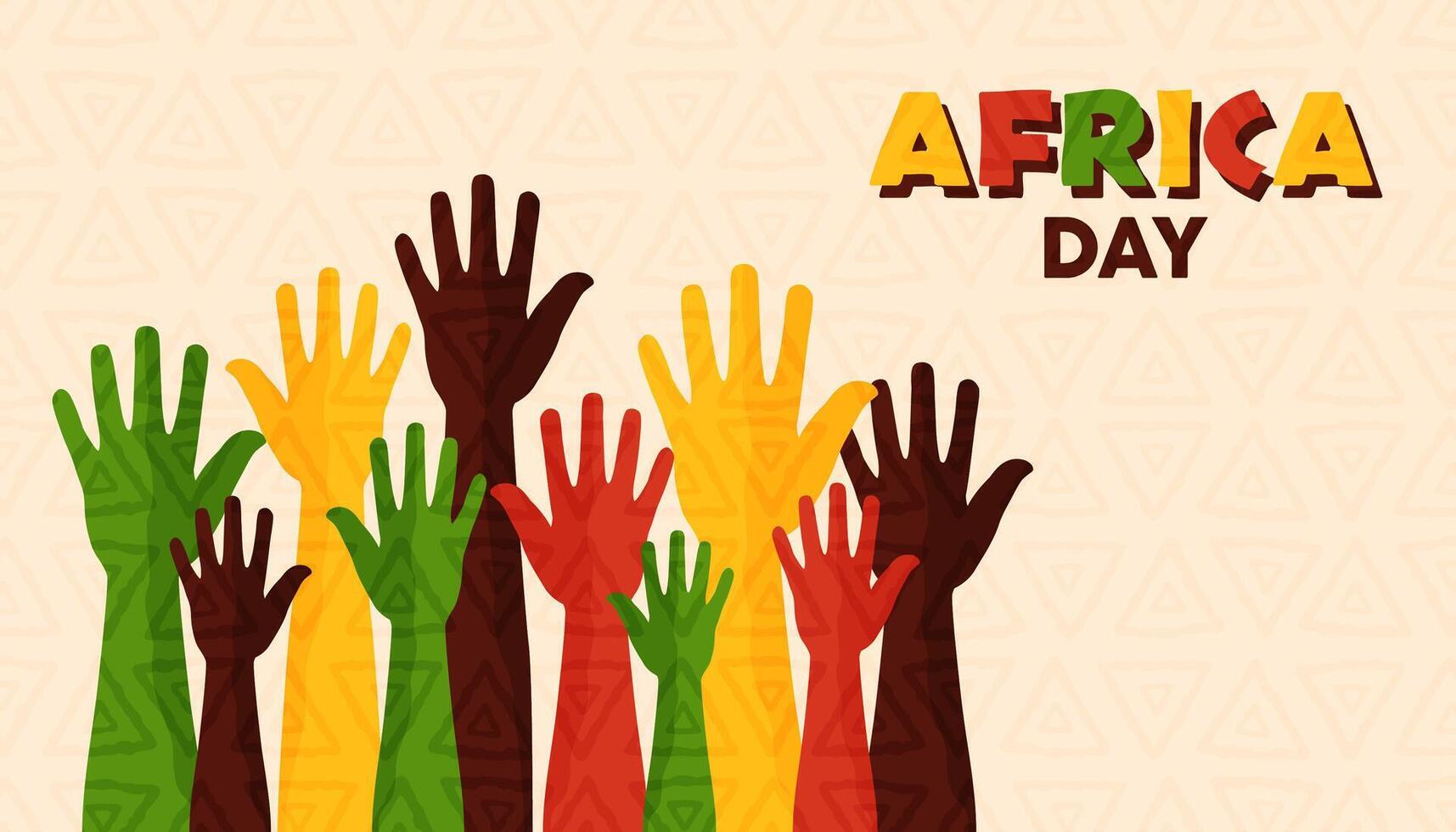 manos en el aire para África día vistoso vector ilustracion