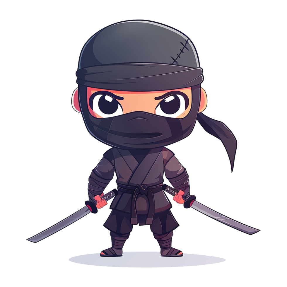 ai generato carino ninja silenzioso infiltrato personaggio isolato su trasparente sfondo png