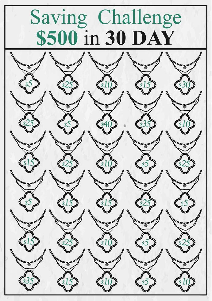 Savings Challenge 500 Dollars Goal, Savings Challenge Printable, Savings Challenge Bundle vector
