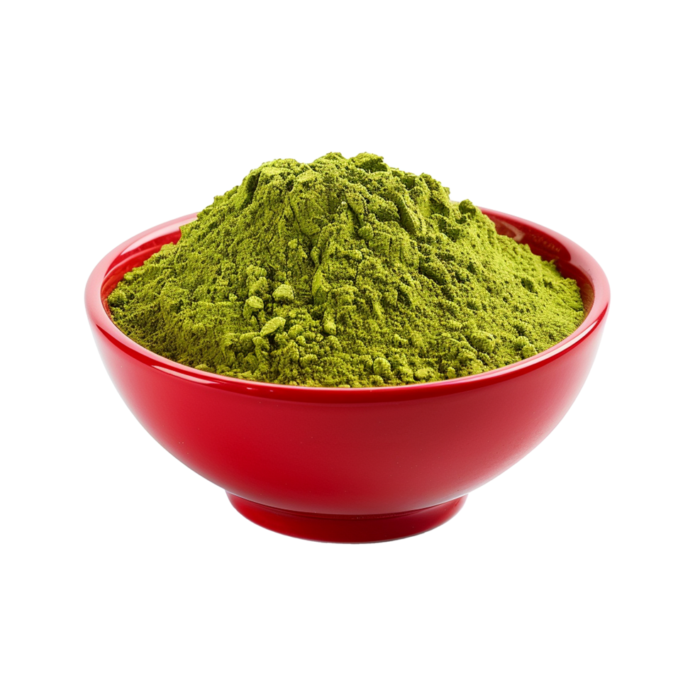AI generated Moringa powder in red bowl isolated on transparent background png