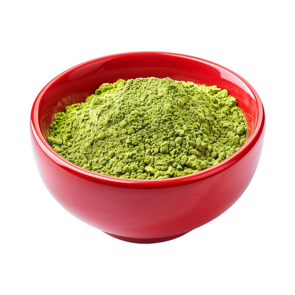 AI generated Moringa powder in red bowl isolated on transparent background png