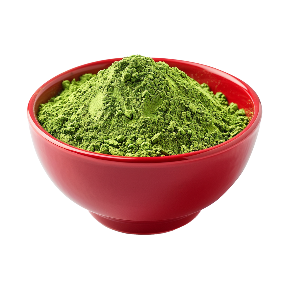 AI generated Moringa powder in red bowl isolated on transparent background png