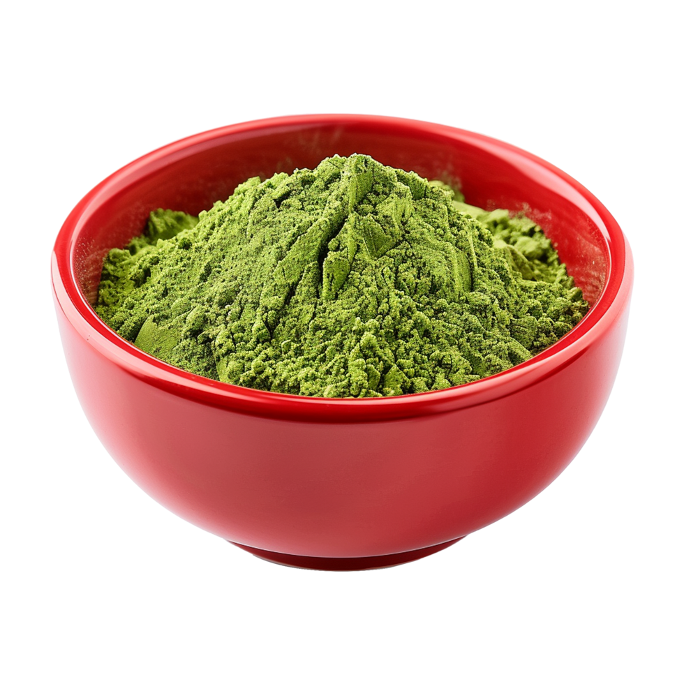 AI generated Moringa powder in red bowl isolated on transparent background png