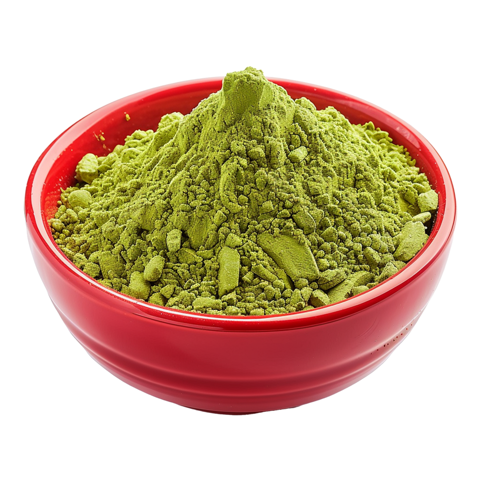 AI generated Moringa powder in red bowl isolated on transparent background png