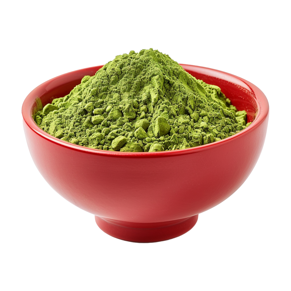 AI generated Moringa powder in red bowl isolated on transparent background png