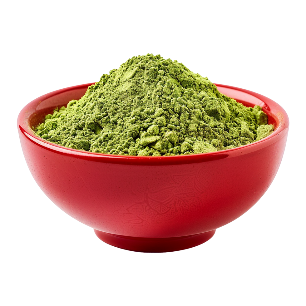 AI generated Moringa powder in red bowl isolated on transparent background png