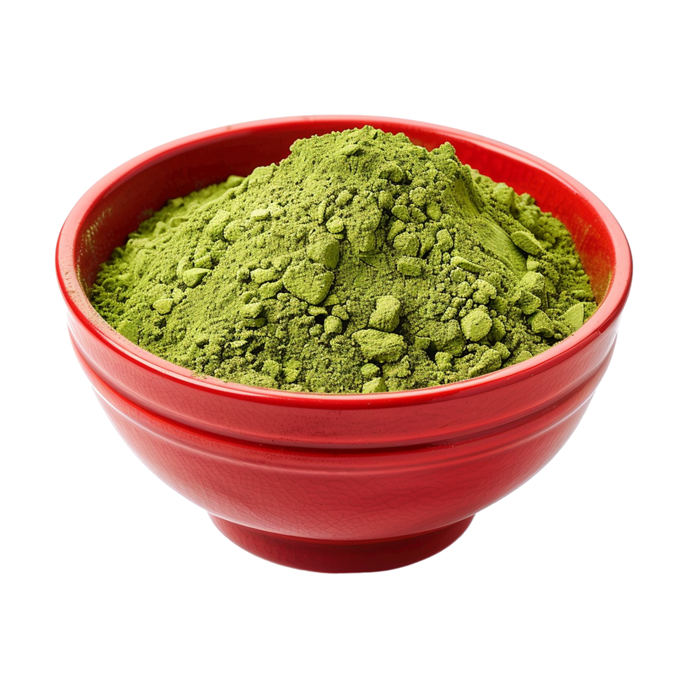 AI generated Moringa powder in red bowl isolated on transparent background png