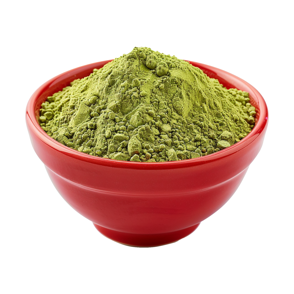 AI generated Moringa powder in red bowl isolated on transparent background png
