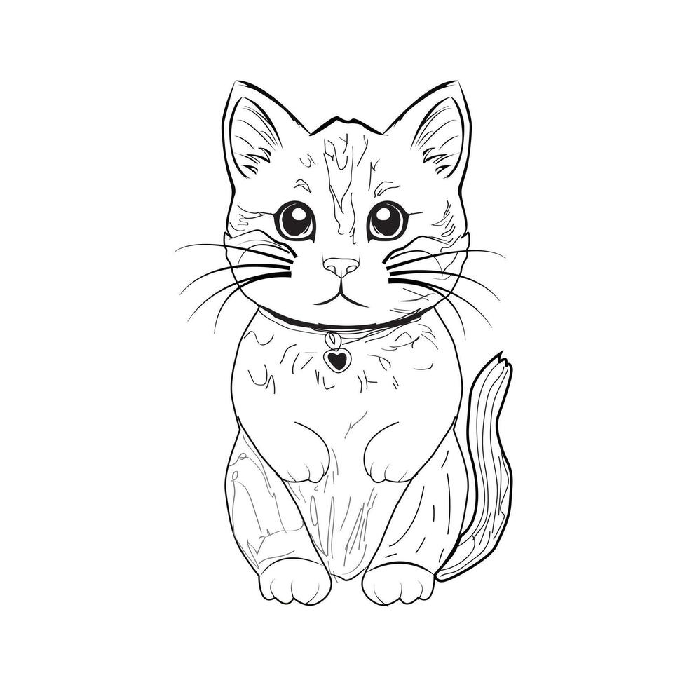 Hand Draw a cute cat vector