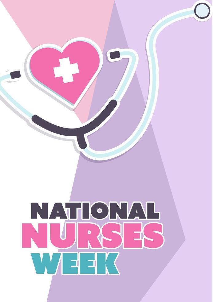 National nurses week flat design. Poster template for annual greetings in the United states. vector