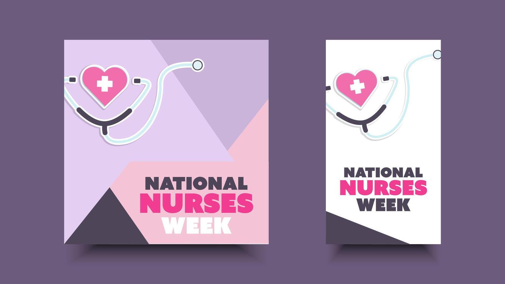 National nurses week flat design. Social media template for annual greetings in the United states. vector