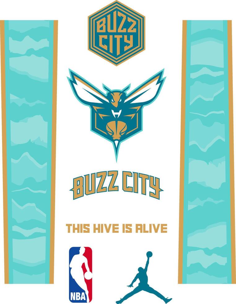 charlotte hornets buzz city 2024 basketball city edition jersey design element vector