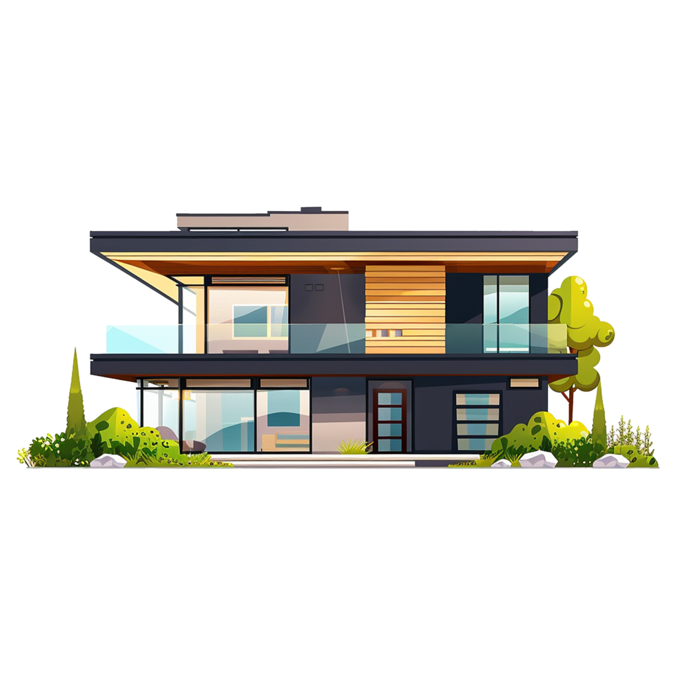 AI generated Contemporary house isolated on transparent background png