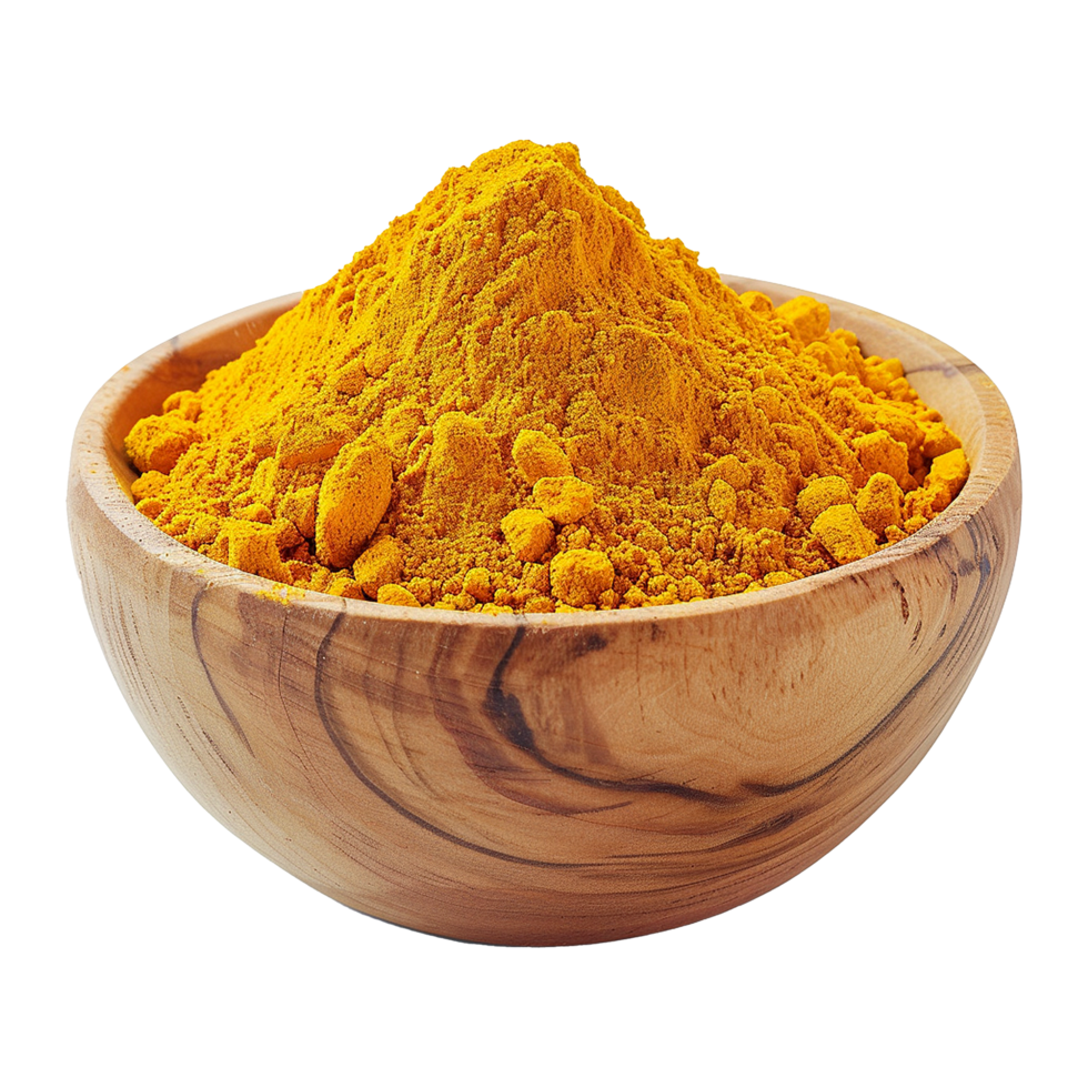 AI generated Turmeric powder in white bowl isolated on transparent background png