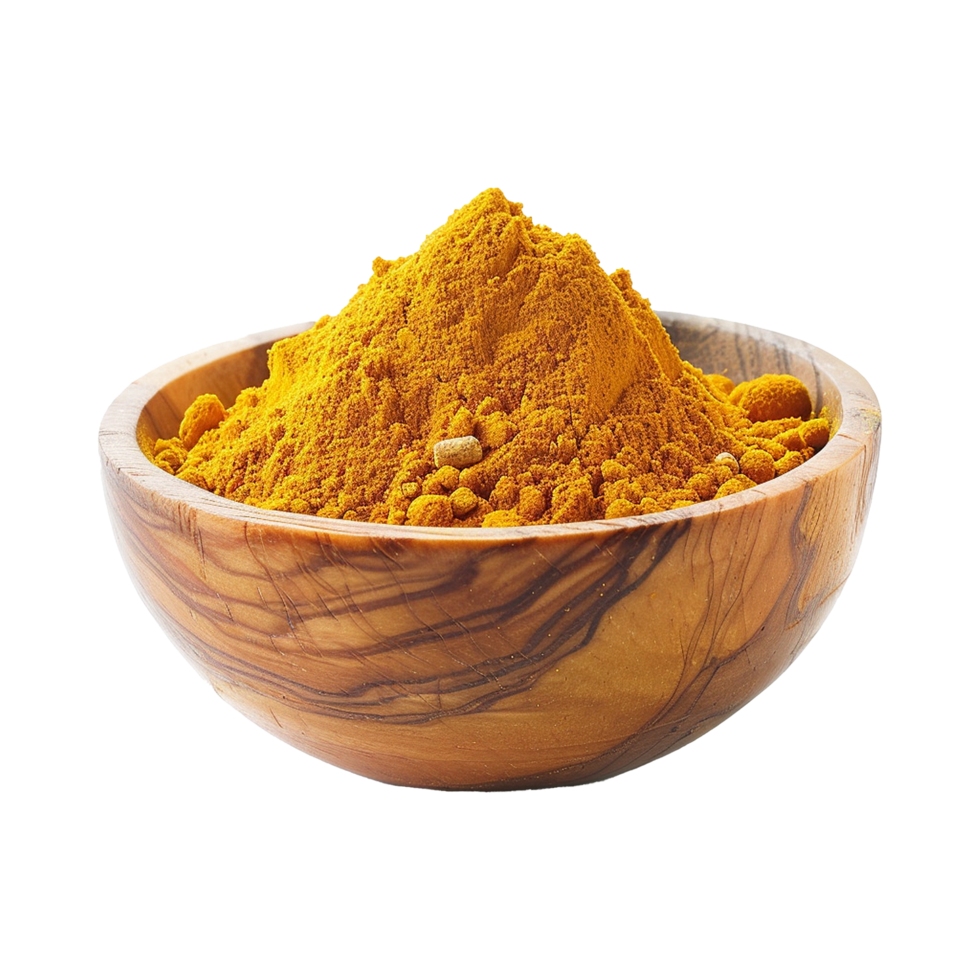 AI generated Turmeric powder in white bowl isolated on transparent background png